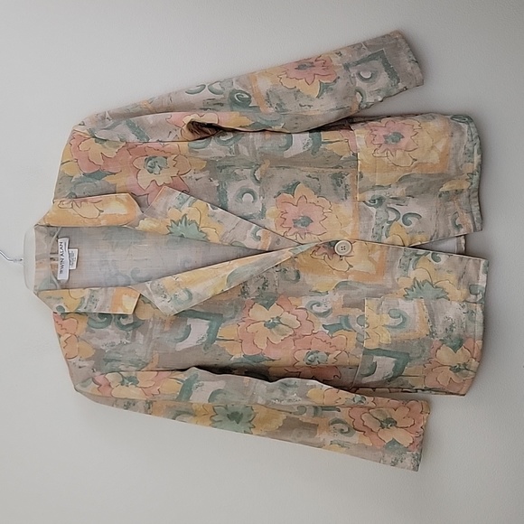 Vintage Irwin Alan Pink, Orange, Yellow & Green Floral Blazer 7/8 - Picture 1 of 15